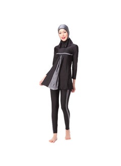 Buy 3-Piece Sun Protection Muslim Stitching Conservative Swimsuit Grey in UAE