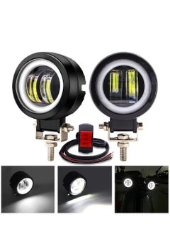 اشتري Motorcycle LED Driving Fog Lights, 3Inch 20W Round Motorcycle Spotlights Fog Lamps Auxiliary Lights 12V 24V for Offroad SUV ATV Motorbike, White (Include Switch) في الامارات