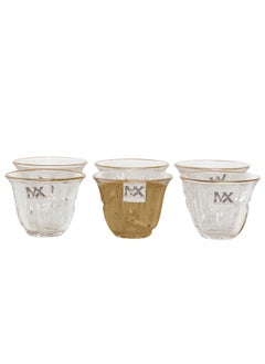 Buy Max Gold Stripe Glass Coffee Cup Set 6 Pieces in UAE