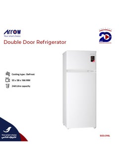 Buy " 248 LTR DOUBLE DOOR Refrigerator, 8.8 Feet | DEFROST Refrigerator| White color | Energy Saving | Inside LED lighting | 7 years Compressor warranty | Model Name: RO2-390L " in Saudi Arabia