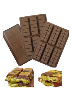 Buy Set of 3 Delicious Dubai Chocolate Molds - High-Quality Molds for Creating Luxurious Dubai-Style Chocolate Bars, Pistachio and Chocolate Treats - Non-Stick Chocolate Molds in Saudi Arabia