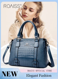 Buy Leather Women Shoulder Bag Women's Handbag Elegant Patent Leather Bag Waterproof Handbag Shoulder Bag Fashion Crocodile Pattern Women Large Capacity Bag in UAE