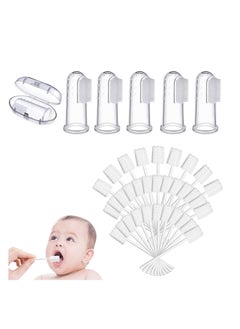 اشتري 30Pcs Infant Toothbrush and 5Pcs Finger Toothbrush, Disposable Clean Baby Mouth, Tongue Cleaner, Safety Silicone with Box, Soft Tooth Cleaning Tool في السعودية