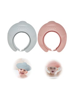اشتري 2 Pack Shower Cap for Baby Kids Bath Visor Protection Hat Safe Shower Bathing Cap With Elastic Adjustable Band for Infants Toddler Children Over 6 Months في الامارات