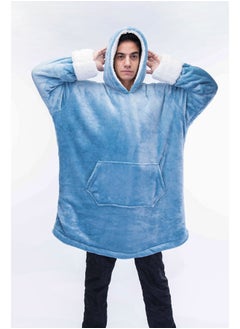 Buy Mintra Oversized Microfiber Large Size Wearable Blanket With Sherpa Blue in Egypt