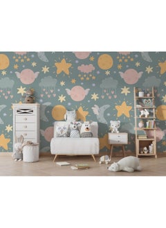 اشتري Celestial Bodies Seamless Pattern Fabric Wallpaper Covers An Area ​​Up To 4.2Mx3M With Adhesive And Smoothing Tool في مصر