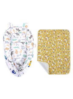 Buy Buy 1 Get 1 Free-Baby Sleeping Bed Pod White Printed With Free Reusable Changing Mat Bear Yellow in UAE