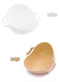 اشتري Two strainers for washing rice in the form of a white and beige basket في السعودية