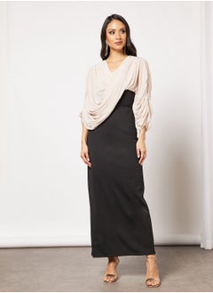 Buy Draped Bodice Colourblock Dress in UAE