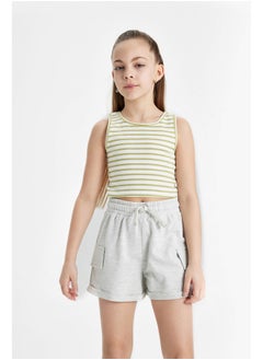 Buy Girl Cropped Fit Crew Neck Sleeveless Knitted Top in Egypt