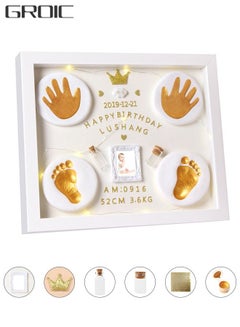 اشتري Newborn Baby Footprint Kit and Handprint Kit, Keepsake Decoration Gifts Personalized Non-Toxic DIY Infants Clay Souvenir Ornament Kit for Boys and Girls في السعودية