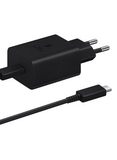 Buy compatible Samsung Original 25W Fast Charging USB-C Mobile Phone Mains Plug/Wall Charger, Genuine Samsung Charger Compatible with Galaxy Smartphones and Other USB Type C Devices – Black,Samsung Origin in UAE
