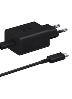 اشتري compatible Samsung Original 25W Fast Charging USB-C Mobile Phone Mains Plug/Wall Charger, Genuine Samsung Charger Compatible with Galaxy Smartphones and Other USB Type C Devices – Black,Samsung Origin في الامارات