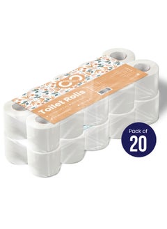 Buy Toilet Paper 2 Ply, 20 Rolls x 300 Sheets, Longer Lasting Absorbent Toilet Roll, Premium Silky Feel Softness Bathroom Tissue, 2 Ply Tissue Thickness in UAE