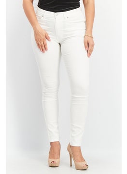 Buy Women Regular Fit Plain Stretchable Jeans, White in Saudi Arabia