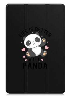 اشتري Protective Flip Case For Samsung Galaxy Tab S6 Lite (2024) With Trifold Stand Auto Wake Sleep Shockproof Cover Life is better with panda black في الامارات