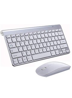 اشتري Wireless Keyboard and Mouse Compatible with iMac-book Windows Computer and Android Tablets White في الامارات