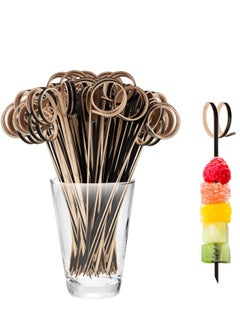 Buy 100 PCS Cocktail Stick Bamboo Fruit Sticks Wooden Toothpicks, (12cm) for Party Tapas Nibbles Canapes Appetiser Fruit Skewer BBQ Sandwich Bento Accessory Pick Food (Black) in UAE