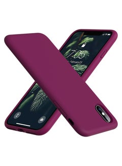 Buy Compatible with iPhone X/Xs Case 5.8 Inch Slim Liquid Silicone 4 Layers Soft Gel Rubber Shockproof Protective Phone Case with Anti Scratch Microfiber Lining (Wine Red) in Egypt