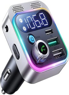 Buy 2022 JOYROOM FM Transmitter Bluetooth 5.3 Adapter Car Hands-Free Kit 48W PD&QC3.0 Supports AUX Port & USB Stick Silver in Egypt