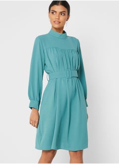 Buy High Neck Pleated Dress in Saudi Arabia