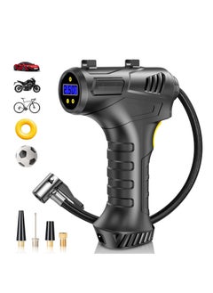 Buy Cordless Tire Inflator Air Compressor, 12V USB Rechargeable Battery Portable Car Tire Pump Handheld Electric Digital Tire Pump with LED Light and 3 Nozzle Adapters for Car Motorcycle Bicycle in UAE