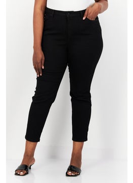 اشتري Women Plus Size Solid Stretchable Denim Jeans, Black في السعودية