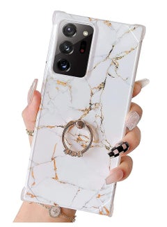 Buy For Samsung Galaxy Note 20 Ultra Case,with Ring Holder Diamond Rhinestone, Marble Cute Luxury, Scratch Resistant, Full Coverage, Delicate Touch Feeling, Ultra-thin Case (White Marble) in UAE