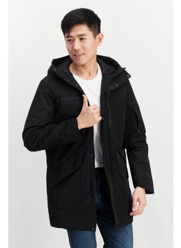 Buy Men Solid Parka Jackets, Black in UAE