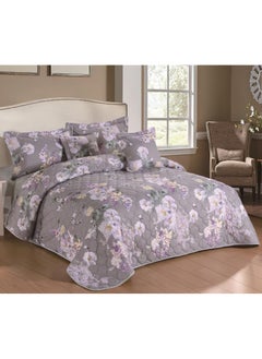 Buy 6 Pieces Comforter Set King Size 220 X 240 Cm Floral Pattern Reversible Bedding Set for All Seasons in Saudi Arabia