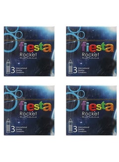 Buy Fiesta Rocket - Ribbed & Dotted Condoms - 4 Packs of 3 Pcs in Egypt