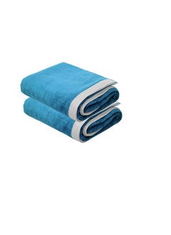 Buy 2 Piece Oversized Velour Luxury Beach Towel -Fluffy Velour Cotton 90 x 165 Cm-  450 GSM 100 % Cotton in UAE