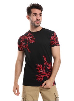 Buy Black & Red Coral Reef Printed Corners Slip On Tee in Egypt