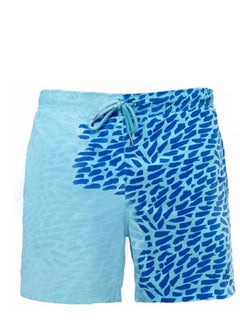 Buy Men Funny Colour Changing Swimming Shorts Blue/Dark Blue in UAE