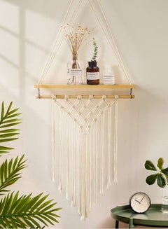 Buy Bohemian Vintage Elegant Hanging Wooden Indoor Wall Hanging Shelf and Shelves for Home Decoration in Saudi Arabia