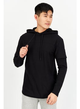 اشتري Men Hooded Long Sleeve Textured Sweatshirt, Black في الامارات