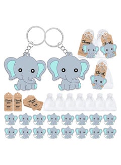 Buy Baby Shower Guest Gift, 20 Sets of Blue Baby Elephant Keychains 20 Organza Bags 20 Thank You Tags, Ideas Presents Party Favors Boy Girl Kid Birthday Party Supply, Baby Birthday Party Keepsakes in Saudi Arabia