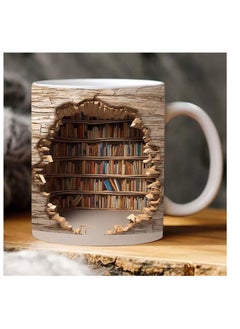 Buy Bookshelf Mug, A Library Shelf Cup, Library Bookshelf Mug, Book Lovers Coffee Mug, Creative Space Design Multi-Purpose Ceramic Mug, Cool Gifts for Readers Bookish White Mug in UAE