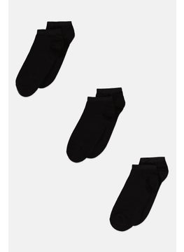 Buy Men 3 Pairs Basic Ankles Socks, Black in UAE