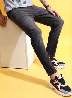 Buy Whisker Detail Slim Fit Crop Jeans in Saudi Arabia
