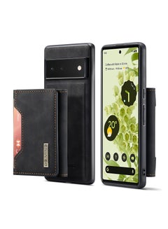 Buy Wallet Case for Google Pixel 6 Pro, DG.MING Premium Leather Phone Case Back Cover Magnetic Detachable with Trifold Wallet Card Holder Pocket (Black) in UAE
