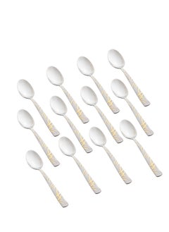 Buy 12 Pieces Stainless Steel Dinner Spoon With Gold in Saudi Arabia