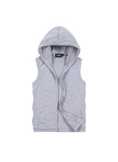 Buy Sleeveless Hooded Sports Vest Men Spring Autumn CasualLight gray Light gray in Saudi Arabia