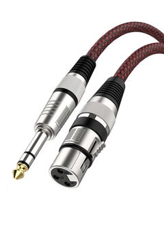 اشتري XLR أنثى إلى 1/4 TS كابل ، كابل ميكروفون مضفر من النايلون TS 6.35mm مونو جاك كابل ميكروفون غير متوازن كابل ميكروفون شديد التحمل (1 متر) في السعودية