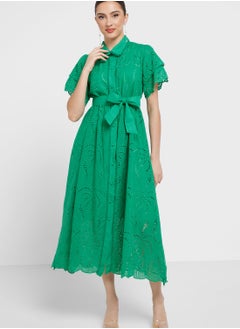 Buy Schiffli Belted Dress in UAE