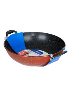 Buy Non-Stick Granite Wok 2 Side Handle (30Cm) | Insulated Bowl Great Bowl For Holiday & Dinner | Keeps Food Hot & Fresh For Long Hours, Black & Brown Color in Saudi Arabia