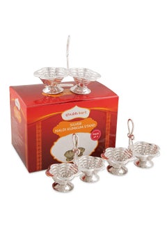 Buy Silver Plated Handmade Haldi Kumkum Set/Holder Small Size (Pack of 3) in UAE