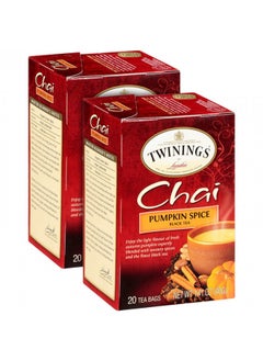 اشتري Pumpkin Spice Chai Tea, Caffeinated Black Tea Naturally Flavored With Aromatic Spices And Ginger, Tea Bags Individually Wrapped, 20 Count Ea (Pack Of 2) في الامارات