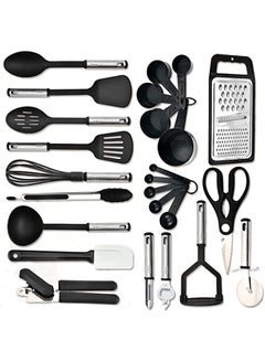 Buy 25pc Kitchen Utensils Set - Nylon & Stainless Steel Cooking Utensils Set - Non-Stick Kitchen Utensils with Spatula - Kitchen Gadgets Cookware Set - Kitchen Tools Set in UAE