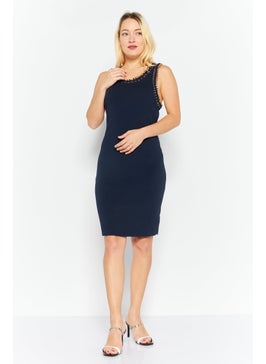 Buy Women Chain Detailed Mini Dress, Navy/Gold in Saudi Arabia